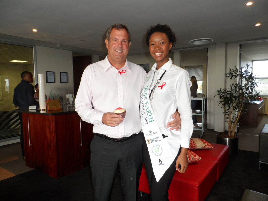 Acting MD Dave Hallas with Miss Earth ambassador Thobile